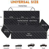 Dog Car Seat Cover - Waterproof Back Seat Protector for Pets, Non-Slip Design with Middle Armrest Compatibility for Most Cars, Trucks, and SUVs - Black