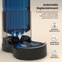 4L Automatic Gravity Pet Water Dispenser with Stainless Steel Bowl and Visible Window, Safe and Unplugged Design, Black