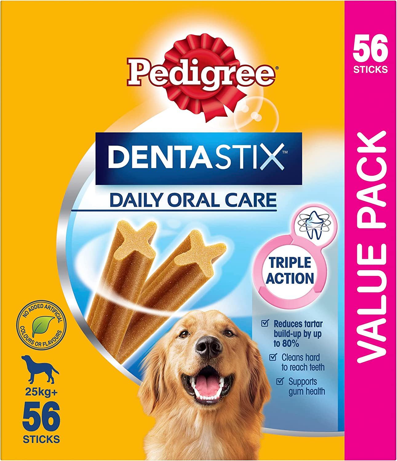 Large Dental Dog Treats - Daily Oral Care Value Pack (56 Sticks)