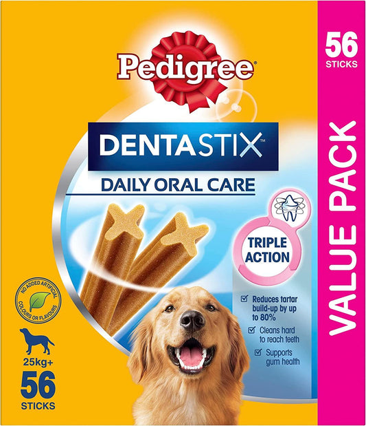 Large Dental Dog Treats - Daily Oral Care Value Pack (56 Sticks)