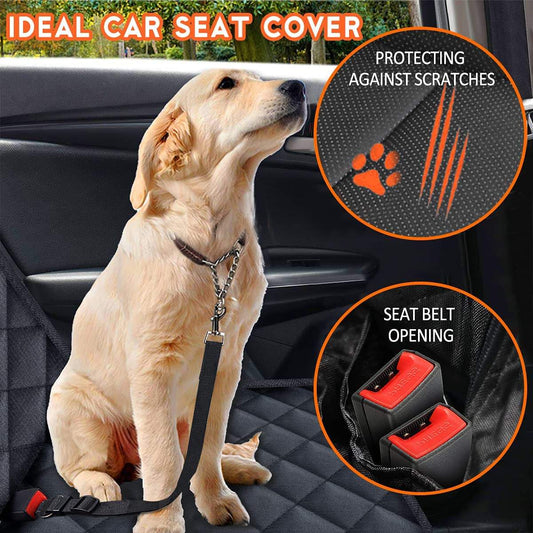 Dog Car Seat Cover - Waterproof Back Seat Protector for Pets, Non-Slip Design with Middle Armrest Compatibility for Most Cars, Trucks, and SUVs - Black