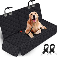 Dog Car Seat Cover - Waterproof Back Seat Protector for Pets, Non-Slip Design with Middle Armrest Compatibility for Most Cars, Trucks, and SUVs - Black