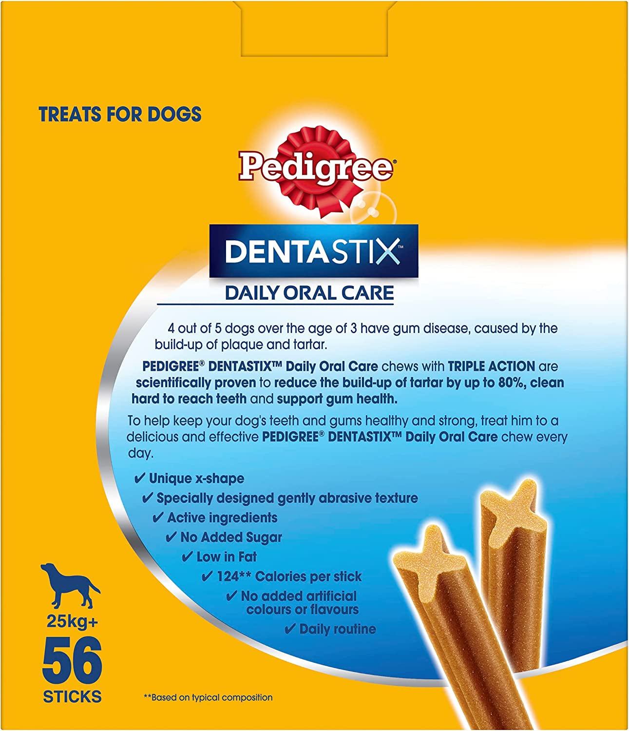 Large Dental Dog Treats - Daily Oral Care Value Pack (56 Sticks)