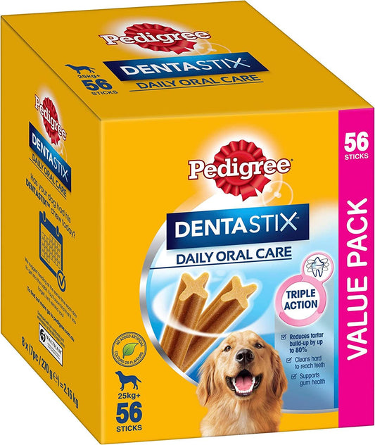 Large Dental Dog Treats - Daily Oral Care Value Pack (56 Sticks)